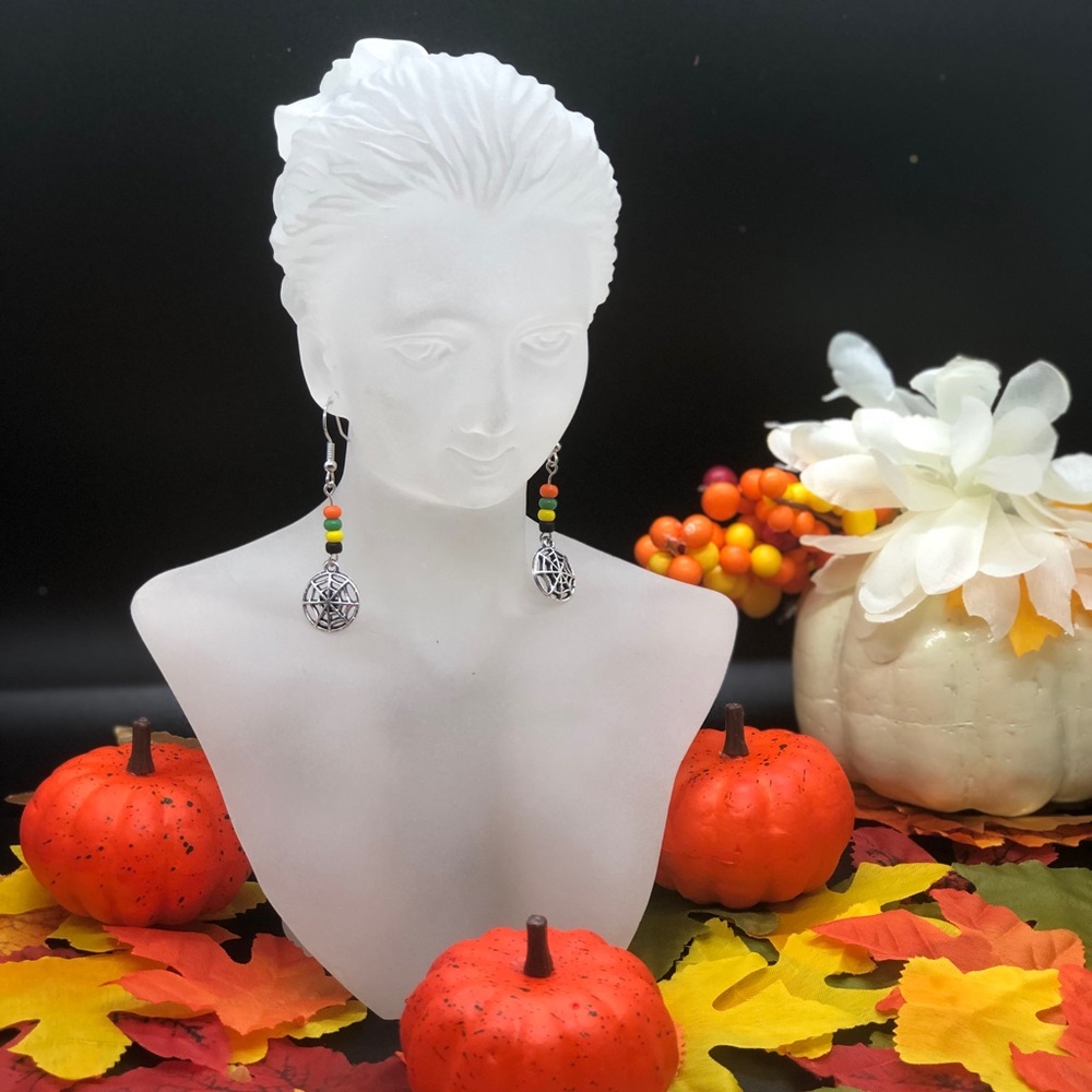 Halloween spider web earrings